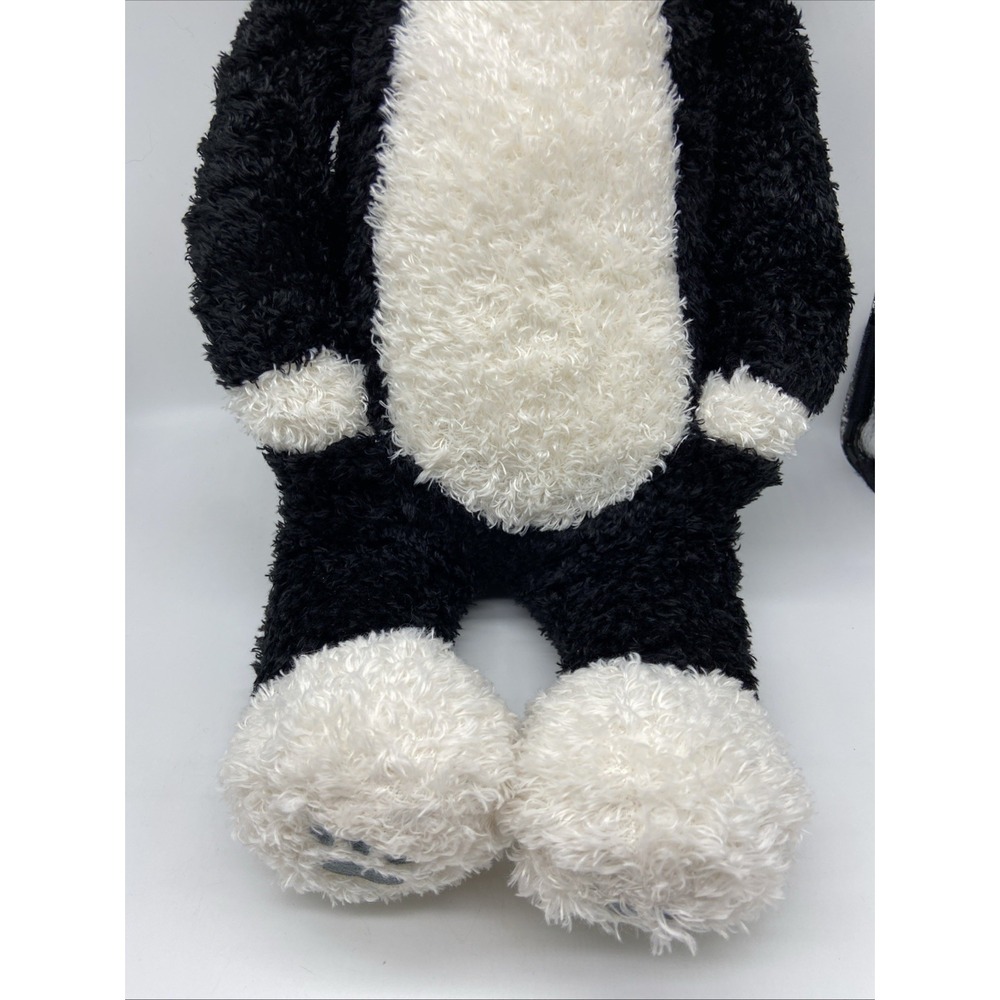 Tuxedo Cat Plush Stuffed Animal Black White Shaggy Fur Paw Prints 15 Inch - Picture 9 of 9